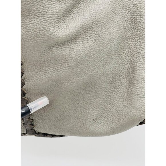 BOTTEGA VENETA Leather Hobo Shoulder Tote Bag Gray Large - Picture 7 of 14